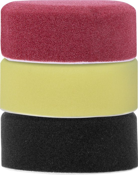 VONROC Disques de polissage/Pads de polissage en mousse pour polisseuses - Jeu de départ - 75mm, 6 pièces