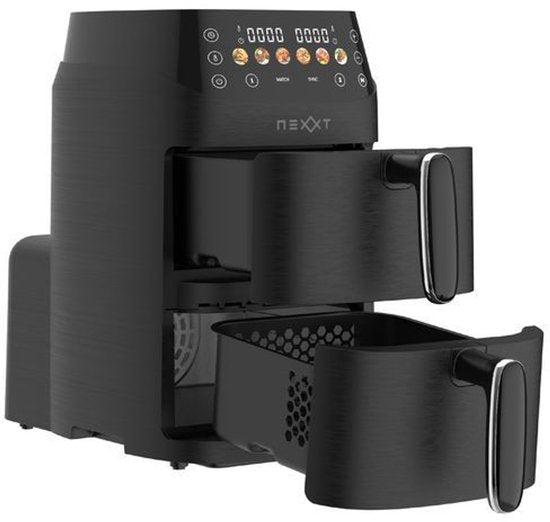 Nexxt Double Stack Airfryer - 2x 2.5L - Compact et peu encombrant - 2 plats à la fois - Idéal pour les petites cuisines