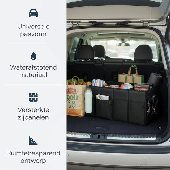 Organisateur de coffre - Compact et spacieux - Accessoires de voiture - Boîte de rangement pour siège auto - Pour siège arrière - Noir - Luft