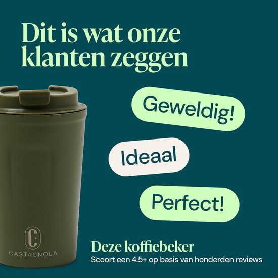 Mug thermos Castagnola - Tasse à café To Go - Mug de voyage pour le café et le thé - Mug à thé - 380 ML - acier inoxydable - Vert