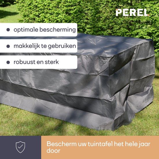 Perel Housse d'extérieur pour table jusqu'à 220 cm, grise, rectangulaire, 225 cm x 105 cm x 75 cm