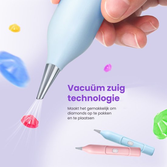 Rubye® - Stylo de peinture électrique pour diamants - Avec technologie d'aspiration - Rechargeable via USB-C - Confortable à utiliser - Pour pierres rondes et carrées - Bleu