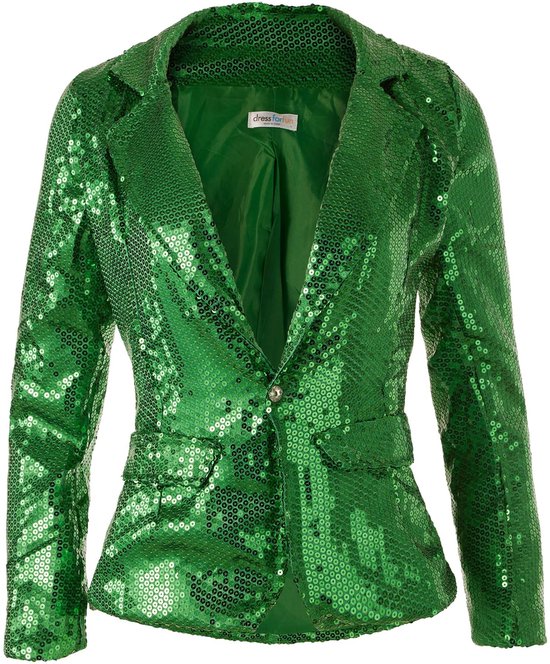 Dressforfun Manteau à paillettes dames vert S - Déguisement costume halloween partywear carnaval costume partywear - 303861