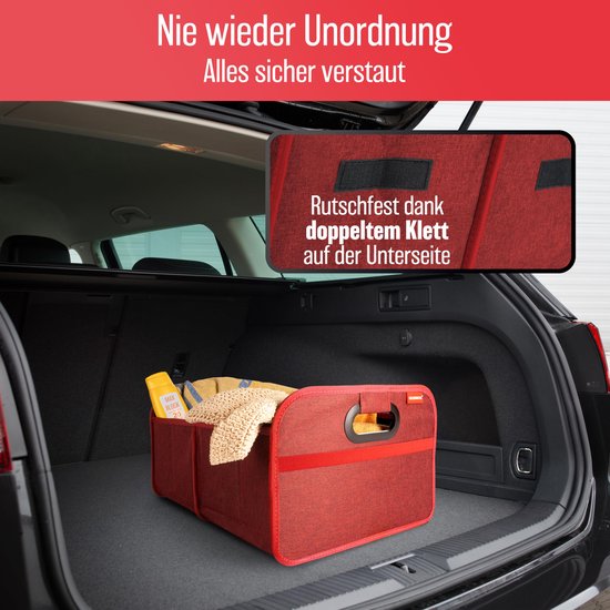 Sac de coffre pliable et stable - sac de rangement pratique pour le coffre - boîte pliante de voiture, boîte de coffre (rouge)