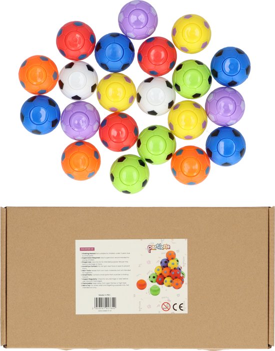 Partizzle 32x Mini Football Fidget Spinners Package - Handout Gifts - Grabbelton Toys Treat Gifts - For Children & Toddlers