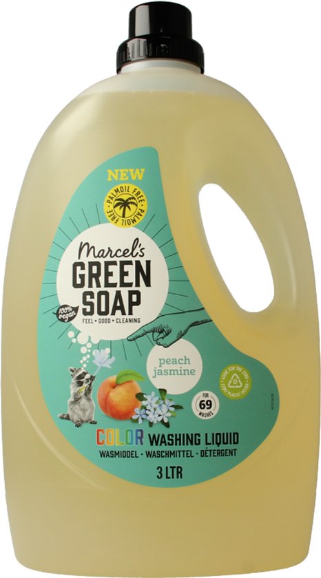 Détergent liquide Marcel's Green Soap - Grand paquet - Pêche et Jasmin - 3L - 69 lavages
