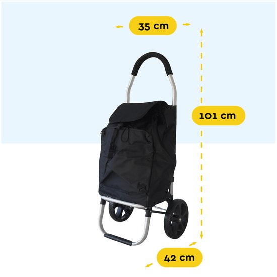 BRASQ Caddie - 45 Litres - Caddie avec compartiment réfrigérant - Pliable - Résistant aux intempéries - jusqu'à 35KG - Structure en aluminium