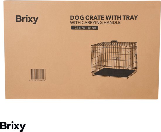 Brixy Dog Bench - Banc pour chiens - Taille XXL - Pliable - 122 x 76 x 84 CM - 2 portes - Noir