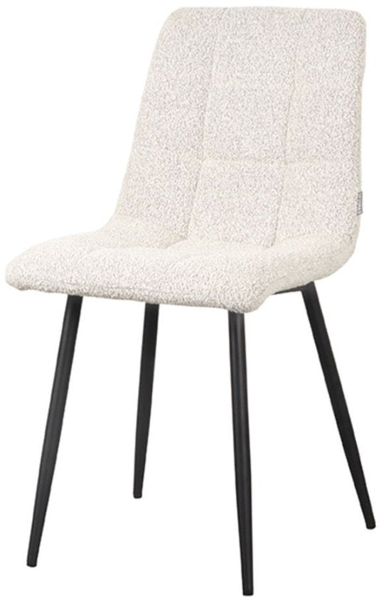 LABEL51 Chaise de salle à manger Juul - Blanc - Tissu - Structure noire - Chaise - Chaise de salle à manger régulière