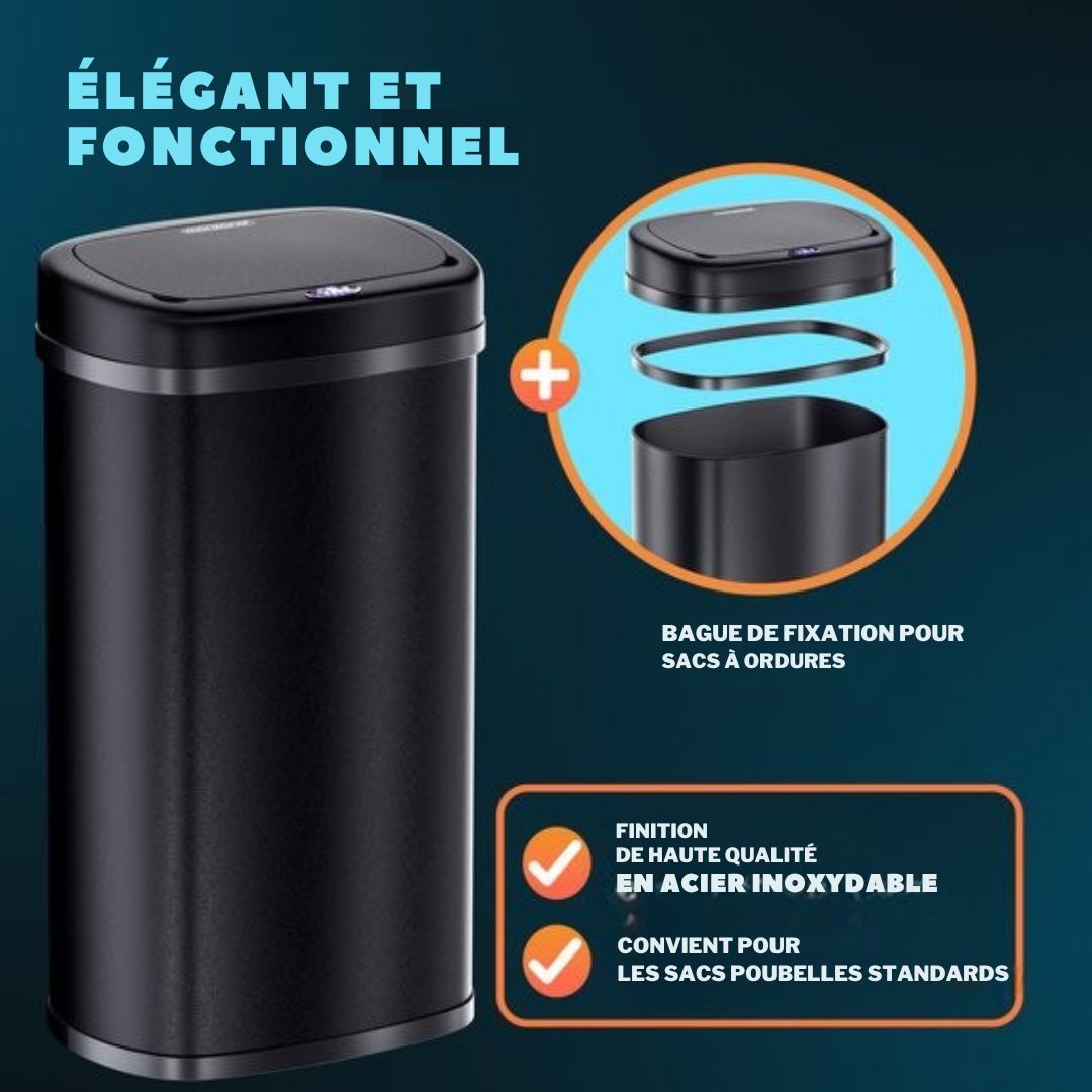 Poubelle Monzana - Détecteur de mouvement 58L USB - Noir