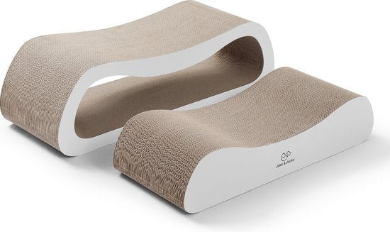 Jake and Jacky Scratching Cardboard for Cats 2 in 1 model - Scratching Post Cardboard - Scratching Board - Scratching Basket - Scratching Furniture - Cardboard Scratching Mat - Cat Basket - Cat Bed - 71x24x21cm