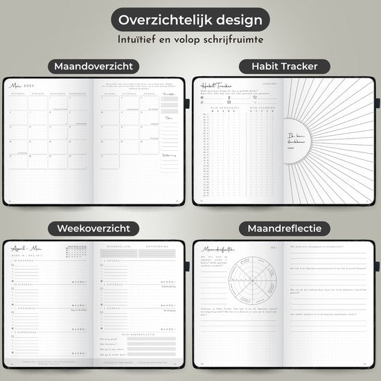 Systemyze Agenda 2025 Adultes - Planificateur - Journal - Organiseur - Feuilles d'autocollants incluses - Format A5 - Anthracite
