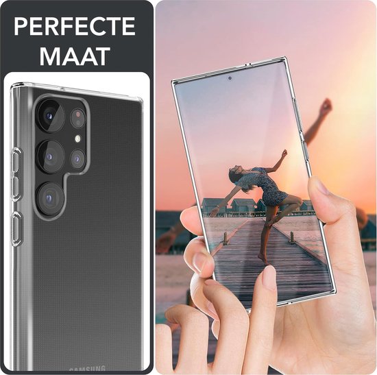 Podec Case Suitable for Samsung Galaxy S23 Ultra Transparent Phone Case - Anti-Shock Case Cover with 2x Screen Protector