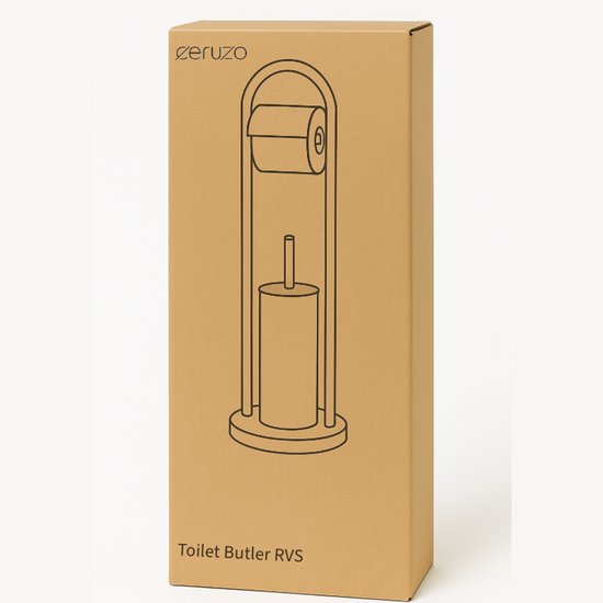 Ceruzo Toiletbutler Freestanding - Stainless steel - Shiny-80 cm - WCRoll Holder + Brush - Luxury Bathroom Accessory