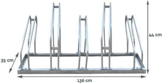 BRASQ Porte-vélos pour 5 vélos - Support pour vélos - Support pour vélos - Support pour vélos pour le sol Comprend le matériel de fixation - Argent