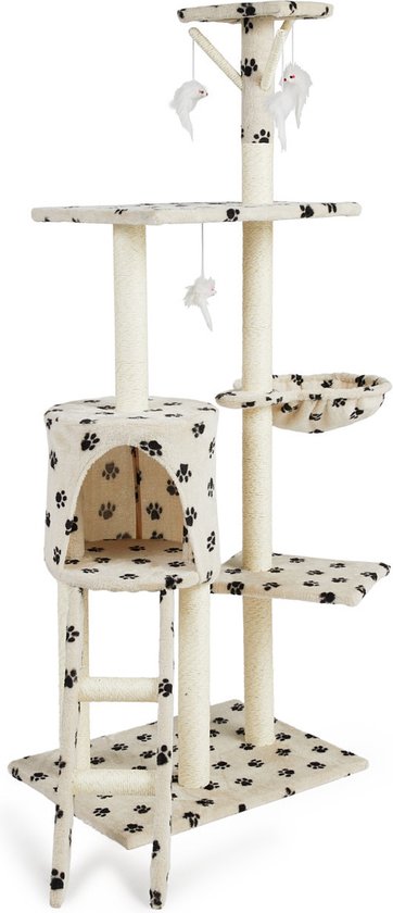 Lifa Living griffoir - Arbre à chat - Griffoir pour chat - 42x60x138.5 cm - crème/noir