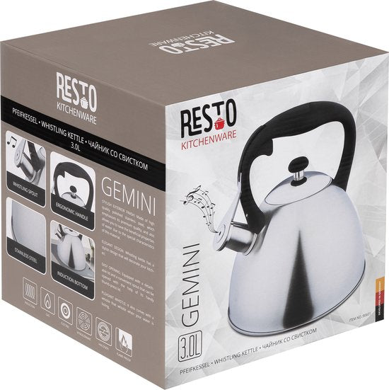 Bouilloire sifflante - Resto - 3L - Acier inoxydable - Induction - Argenté