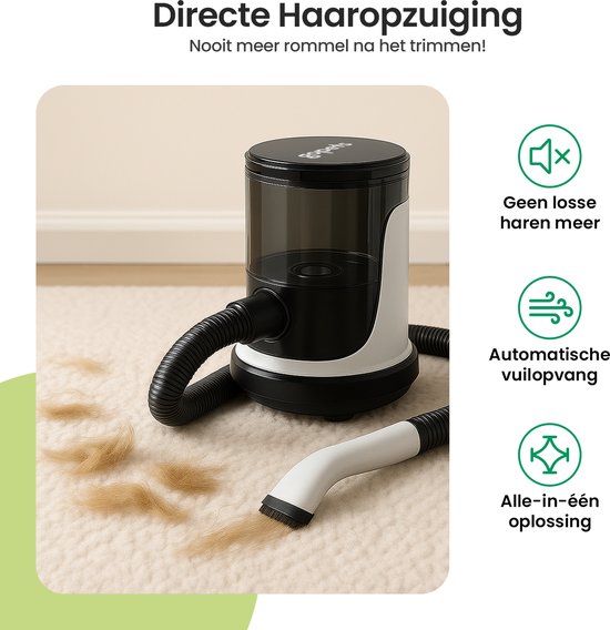 Gopets 9-Piece Dog Clippers - Animal Clippers Thick Coat - Hair Removal Tool for Pets - Dog and Cat Trim Kit - With Vacuum - Massage Brush - 23 x 30 cm