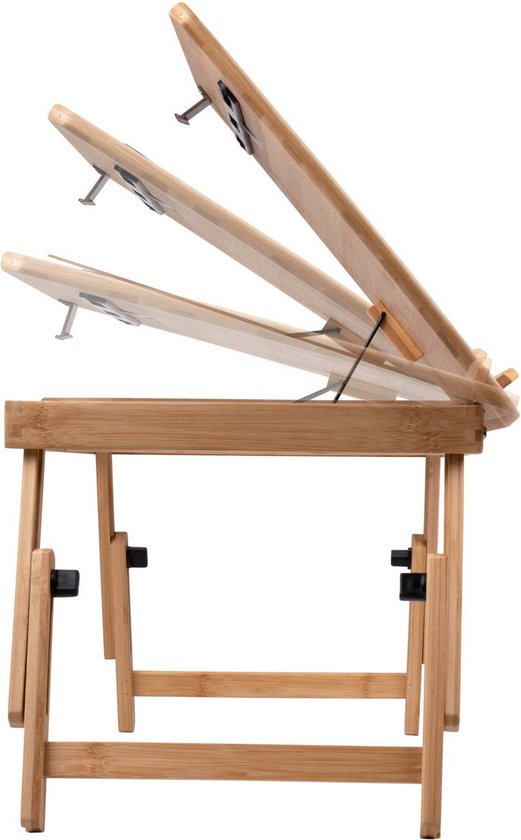Table à langer avec porte-gobelet et porte-tablette - Support pour ordinateur portable - Bambou