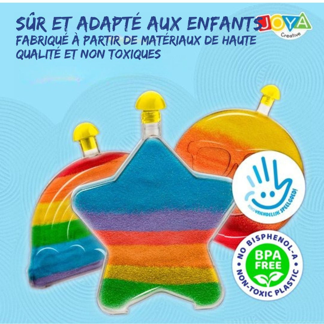 Jeux de sable pour enfants JOYA CREATIVE - Sable coloré avec 4 flacons amusants - Loisirs créatifs filles 6 ans