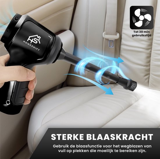HomeShift® Aspirateur de voiture sans fil V2 - Aspirateur à miettes - Aspirateur à main - Petit aspirateur - Aspirateur sans fil - Air Duster - Wet & Dry - Noir