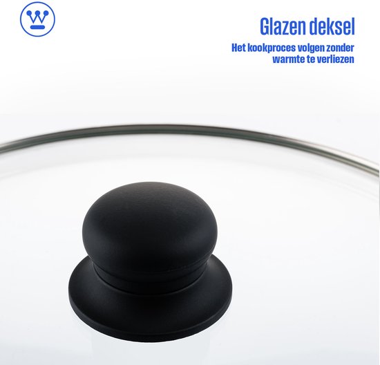 Wok Westinghouse - Ø 30 cm - Induction - Sans PFOA - Couvercle inclus - Marbre noir