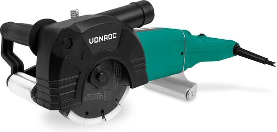 VONROC PRO Trencher- Wall Router - 2400W -150MM - Lame 3-en-1. - Adaptateur pour aspirateur inclus