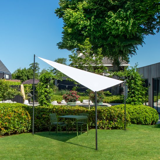 VONROC Premium Toile d'ombrage - Triangle - ∆ 360 cm - Hydrofuge - Blanc - Sac de rangement et cordon de fixation inclus