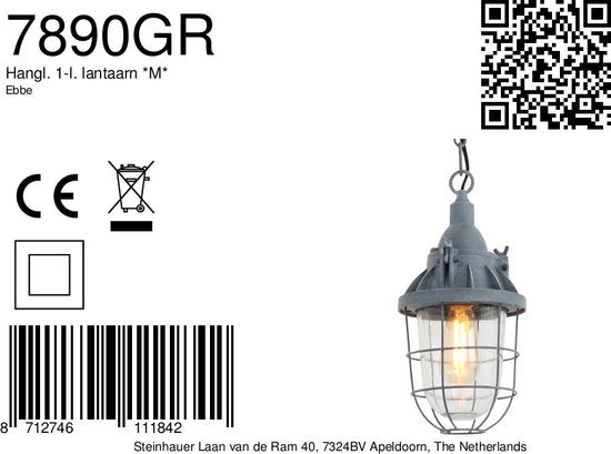 Lampe suspendue Mexlite Ebbe - Gris