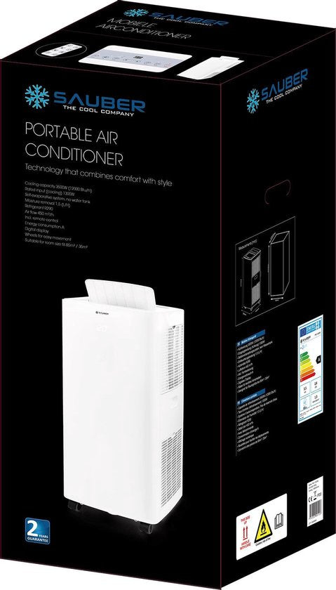 Sauber PAC-125336 - 12 000BTU - Climatiseur mobile - Télécommande - Affichage numérique