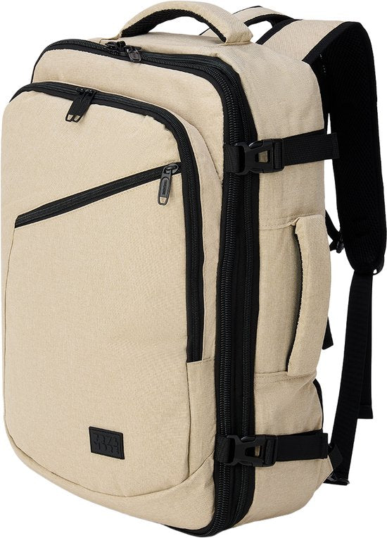 TRVLMORE Sac de voyage - Sac à dos 40L - Bagage à main - Anti-éclaboussures - Sac à dos - Sac de week-end - Mesdames et Messieurs - Beige