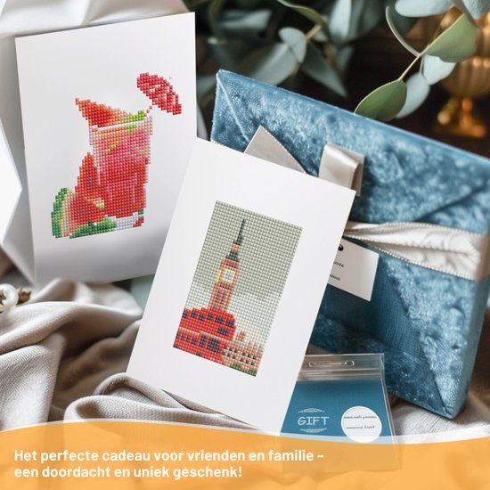 Rubye® Mini peintures de diamants - 2 pièces - Set - Adultes - Peinture de diamants pour enfants - Big Ben & Watermelon Cocktail- 15x20cm