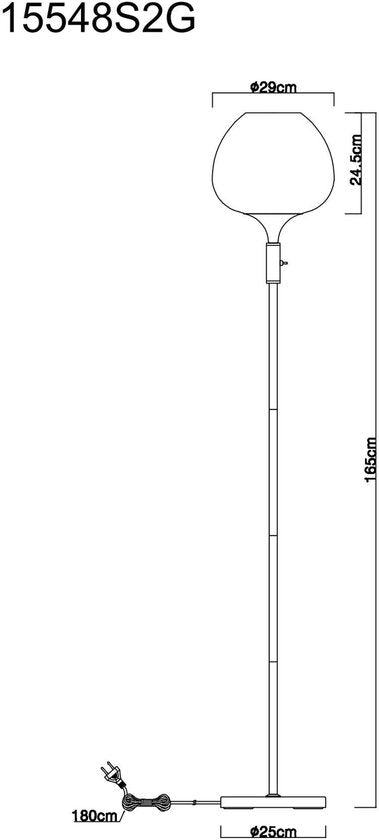 Lampadaire RIHA Glass 155.0cm Matt Black | Smoked G9 6-Light