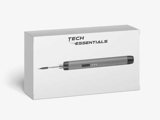 Tech Essentials Fer à souder sans fil - 8W - USB-C - avec étain - kit - soudure fine - stylo - batterie - set de soudure - gris