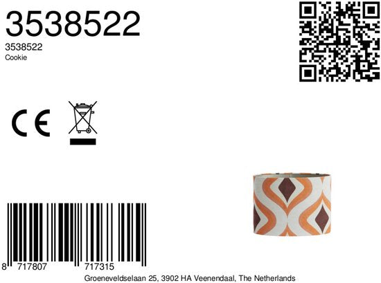 Light & Living - abat-jour - Cookie - orange - textile - E27 - 3538522