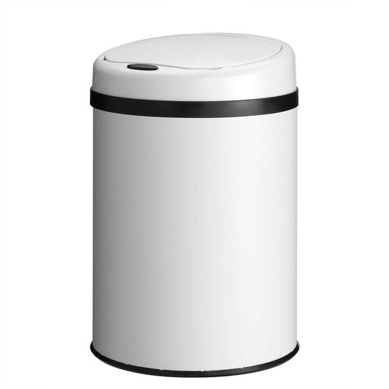 Poubelle automatique / Poubelle à déchets / Poubelle à détecteur - 30 litres - Blanc - Rond