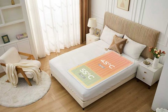 STAUS&BACH Sous-couverture électrique avec chaleur des pieds 190x90 cm - Simple - 6 niveaux de chaleur - Zone séparée pour les pieds - Anti-allergique - Anti-bactérien - Couverture chauffante - Chaleur extra rapide - Lavable - Polaire - DualZone - Blanc