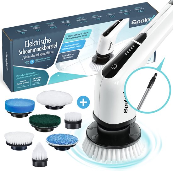 Spalax Brosse de nettoyage électrique - Brosse à récurer - Autolaveuse - Autolaveuse avec manche