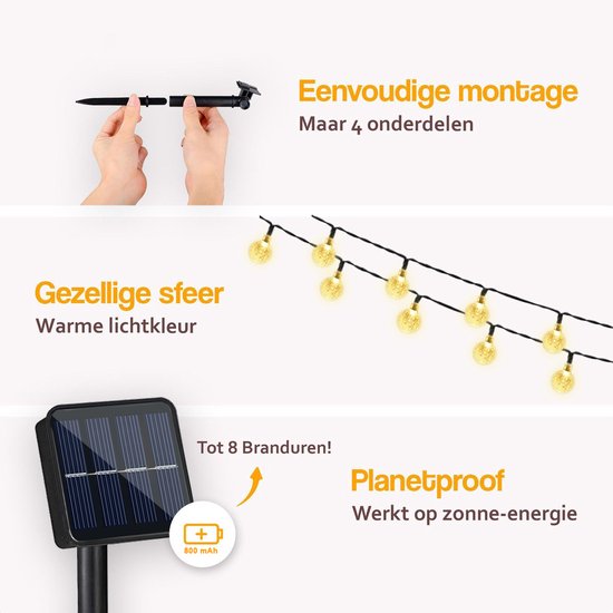 Happy Goods Solar Garden Lights - 50 LED Outdoor Light String - 5 m Illuminated + 2 m Cord - Outdoor Lighting Light Garland - Lighting Chains