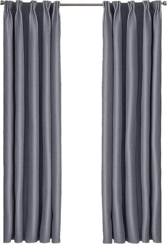 Larson - Luxury Hotel Series Rideau occultant - Motif à chevrons - Crochets - Gris foncé - 150 x 250 cm - occultant & prêt-à-porter