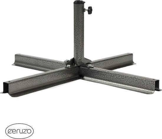 Ceruzo Parasol Base Metal - Base transversale standard-80x80 - convient pour tube de parasol 28 à 40 mm