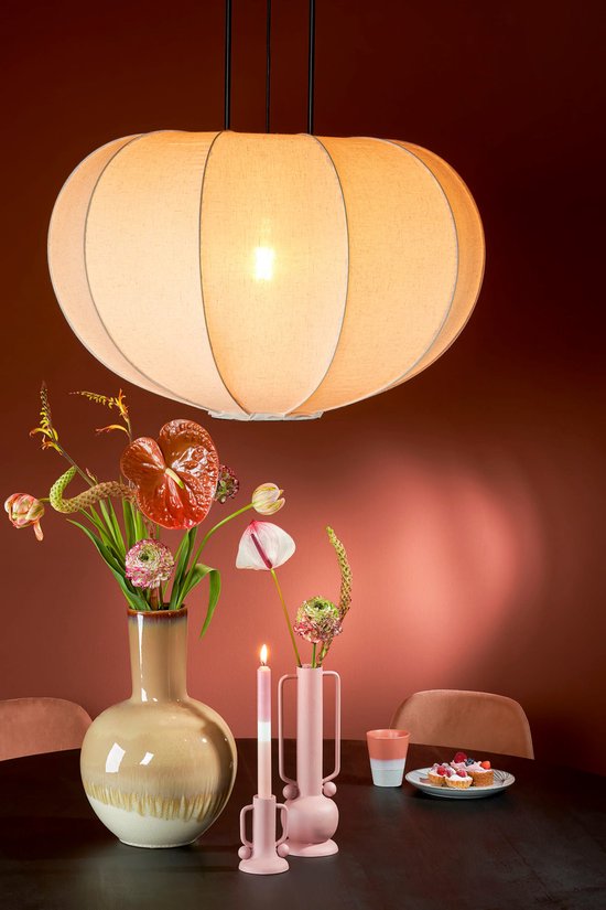 Lampe pendante Pego Mica Decorations - H94 x Ø83 cm - Lin - Blanc cassé