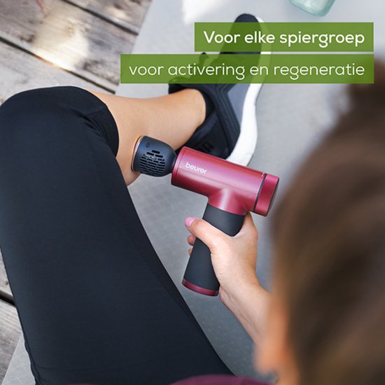 Beurer MG 195 HOT & COLD Limited Edition 25 Pistolet de massage - Chauffe et refroidit les muscles - 7 accessoires inclus - 9 niveaux d'intensité - Batterie puissante - Utilisation sans fil - 3 ans de garantie - Bordeaux/noir
