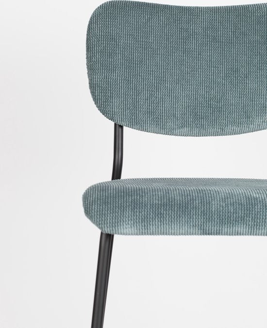 Zuiver Benson Tabourets de bar dossier 64.5 cm Gris/Bleu - Lot de 2
