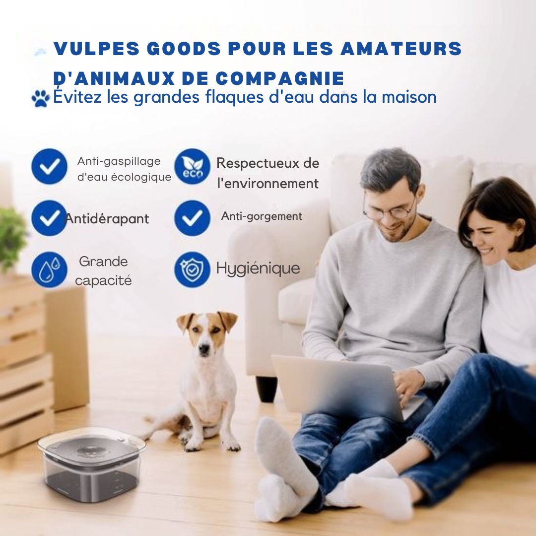 Bol à eau pour chiens Vulpes Goods® - Anti-renversement - Réduit la bave - En déplacement - 2L - Transparent Noir