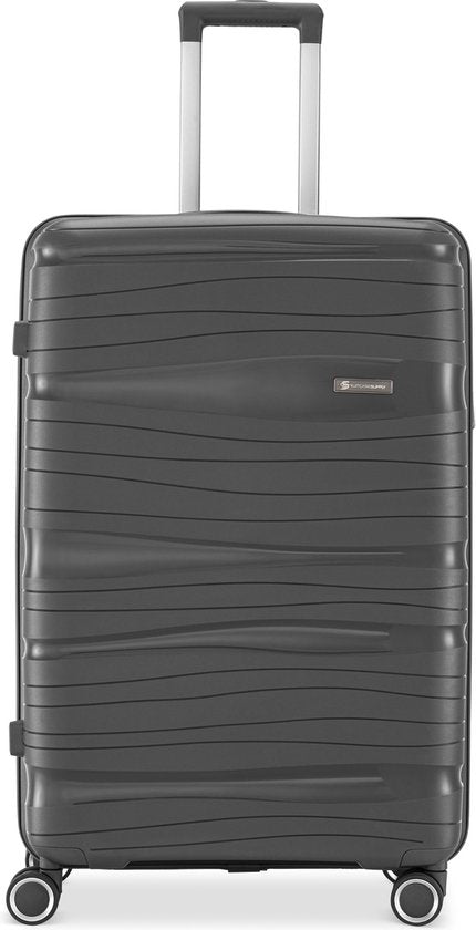 SKYCASES Travelin' Charm - Valise de voyage moyenne 24 pouces - Serrure numérique - 41x24x69 cm - 68L - Légère, imperméable et durable - Anthracite
