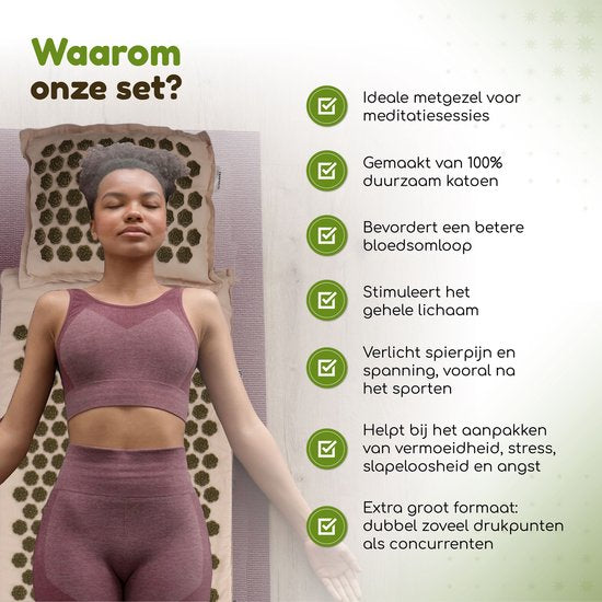 Tapis à ongles Amati Blue Lotus - Coussin et accessoires inclus - Beige