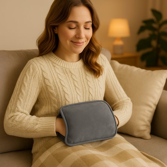 STAUS&BACH Aura - Bouillotte électrique avec manchon pour les mains - Polaire - Bouillotte bébé - Bouillotte bébé - Gris