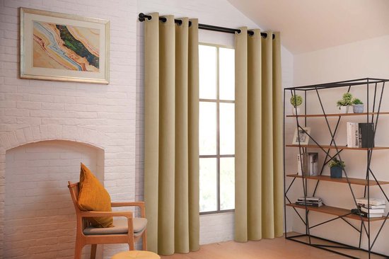 Larson - Rideau occultant hôtel de luxe - avec anneaux - 3m x 2,5m - Taupe clair
