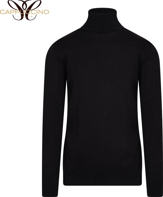 Cappuccino Italia - Pull homme col roulé noir - Noir - Taille M